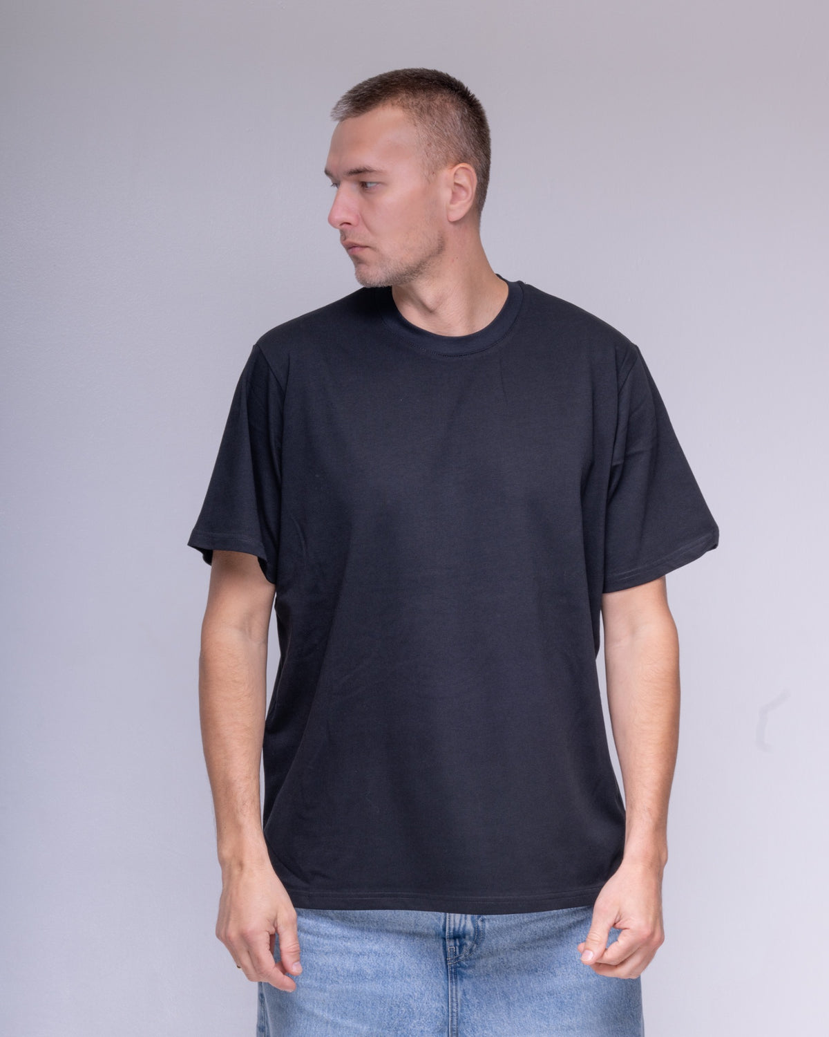 Black 210 GSM organic cotton T-shirt, view 2