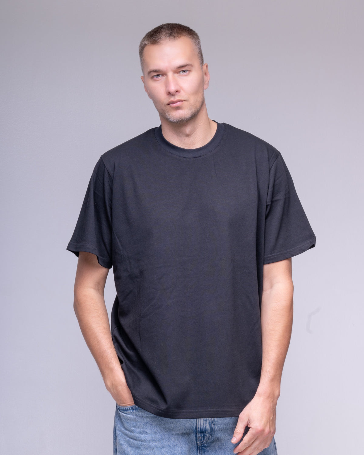 Black 210 GSM organic cotton T-shirt, view 4
