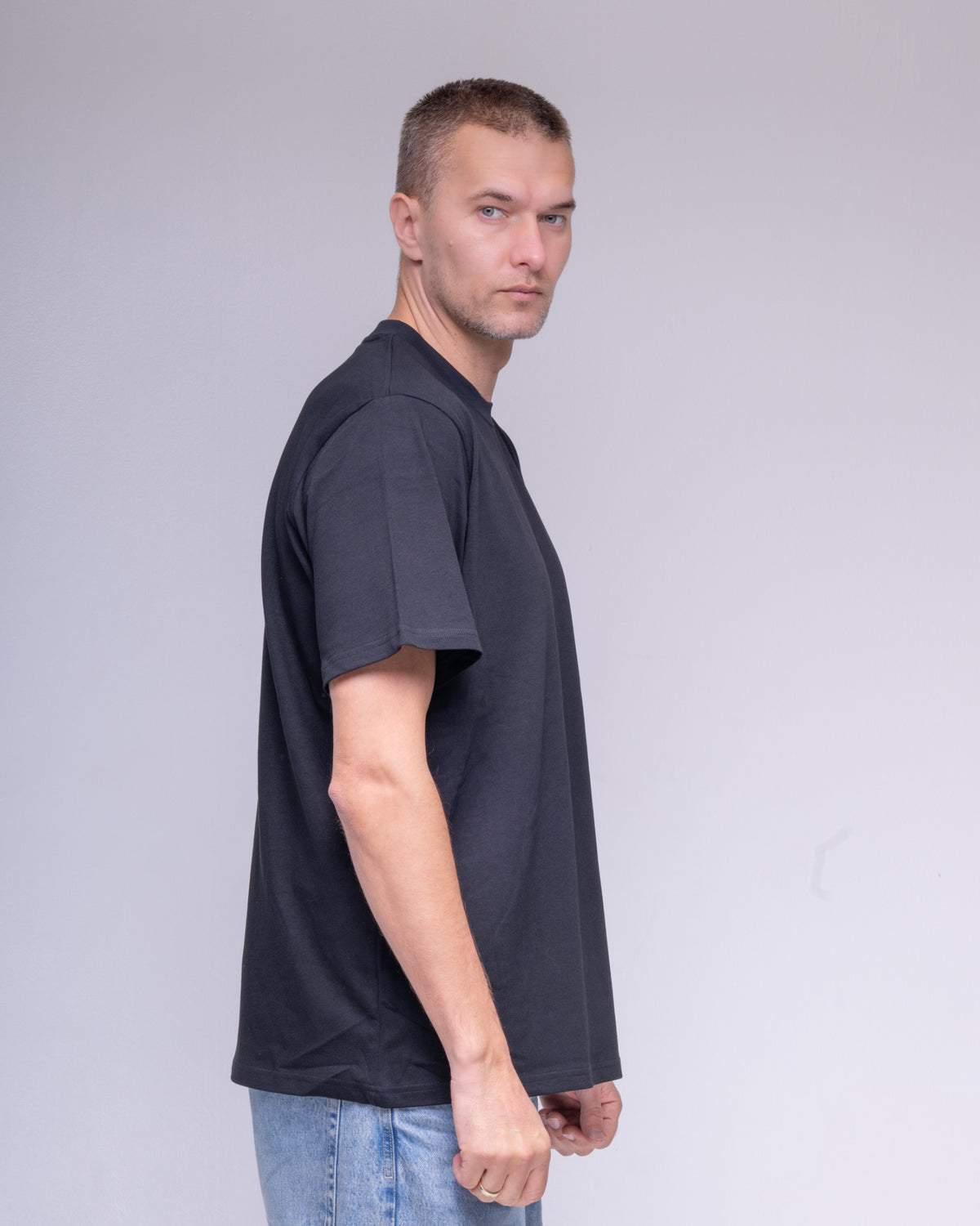 Black 210 GSM organic cotton T-shirt, view 5