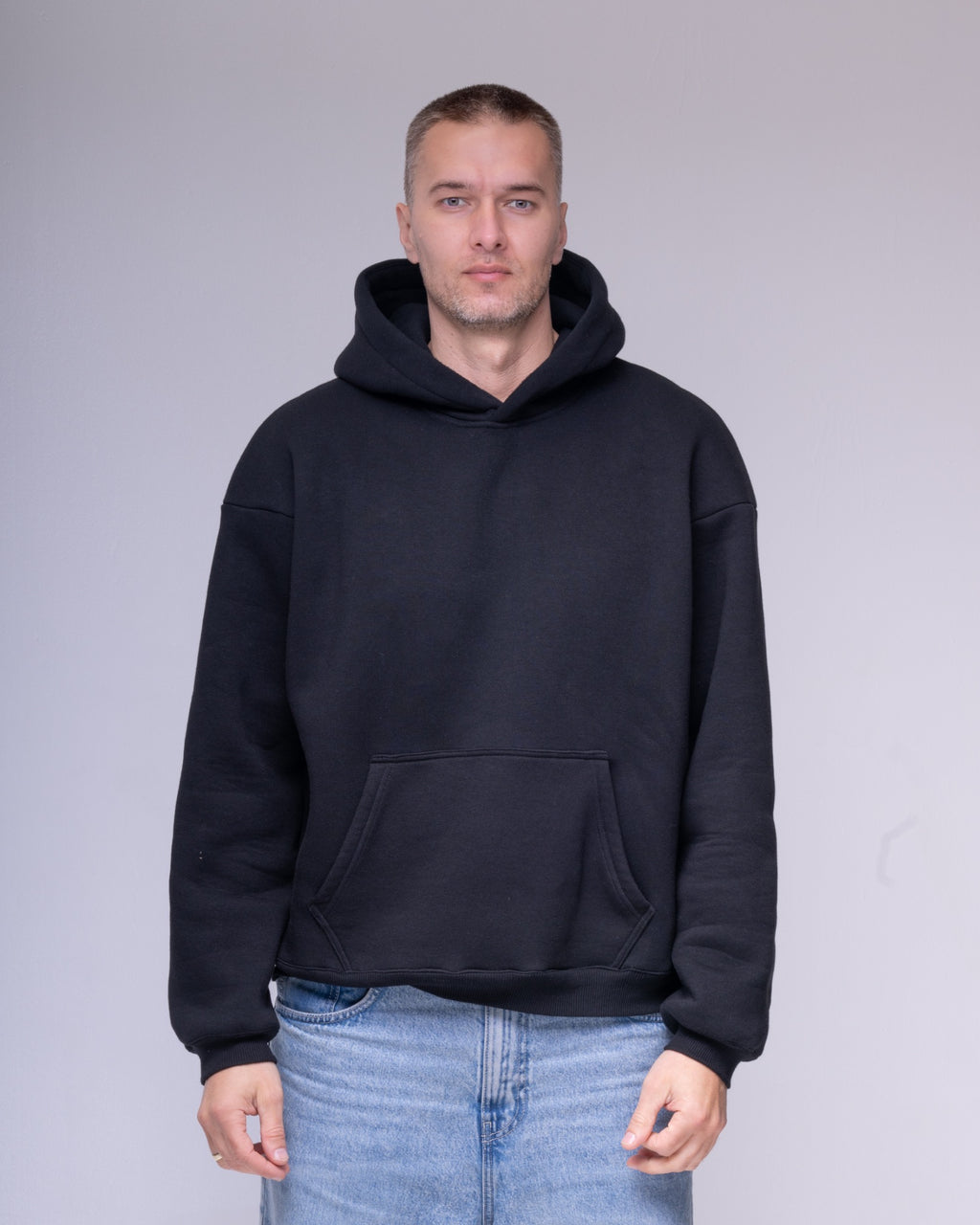 Black oversized unisex hoodie – product photo 1
