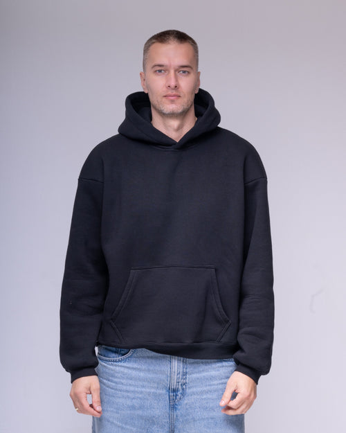 Black oversized unisex hoodie – product photo 1