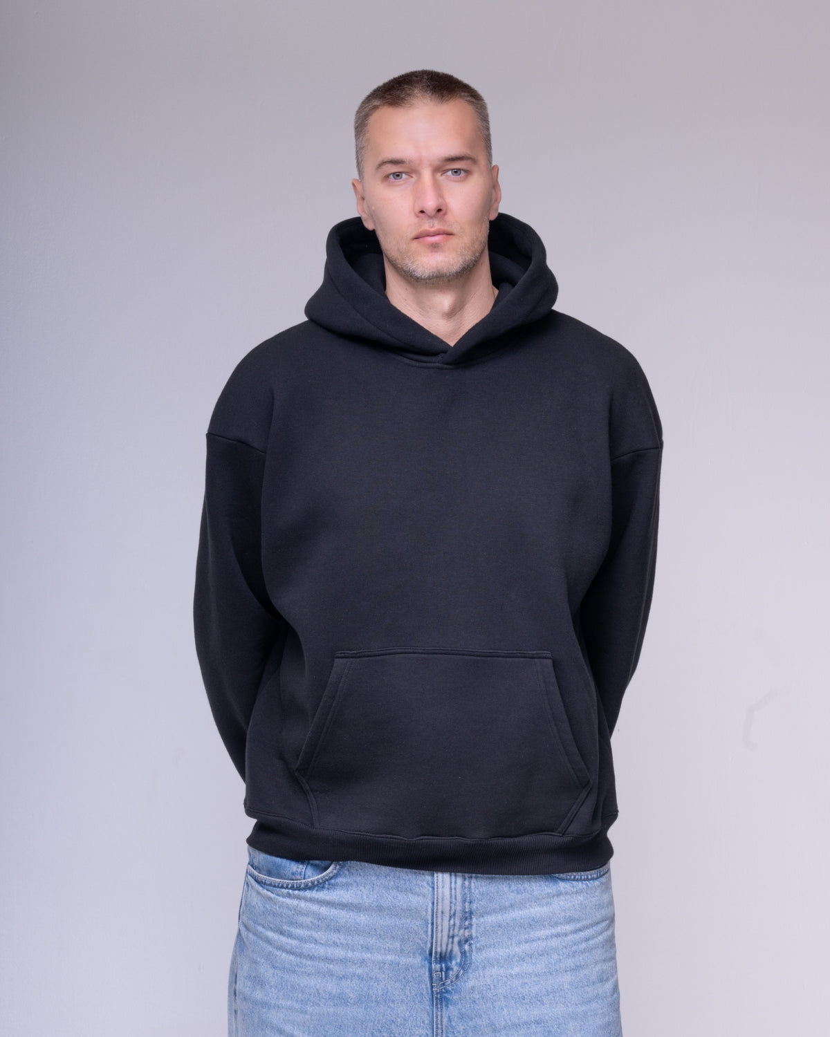 Black oversized unisex hoodie – product photo 2