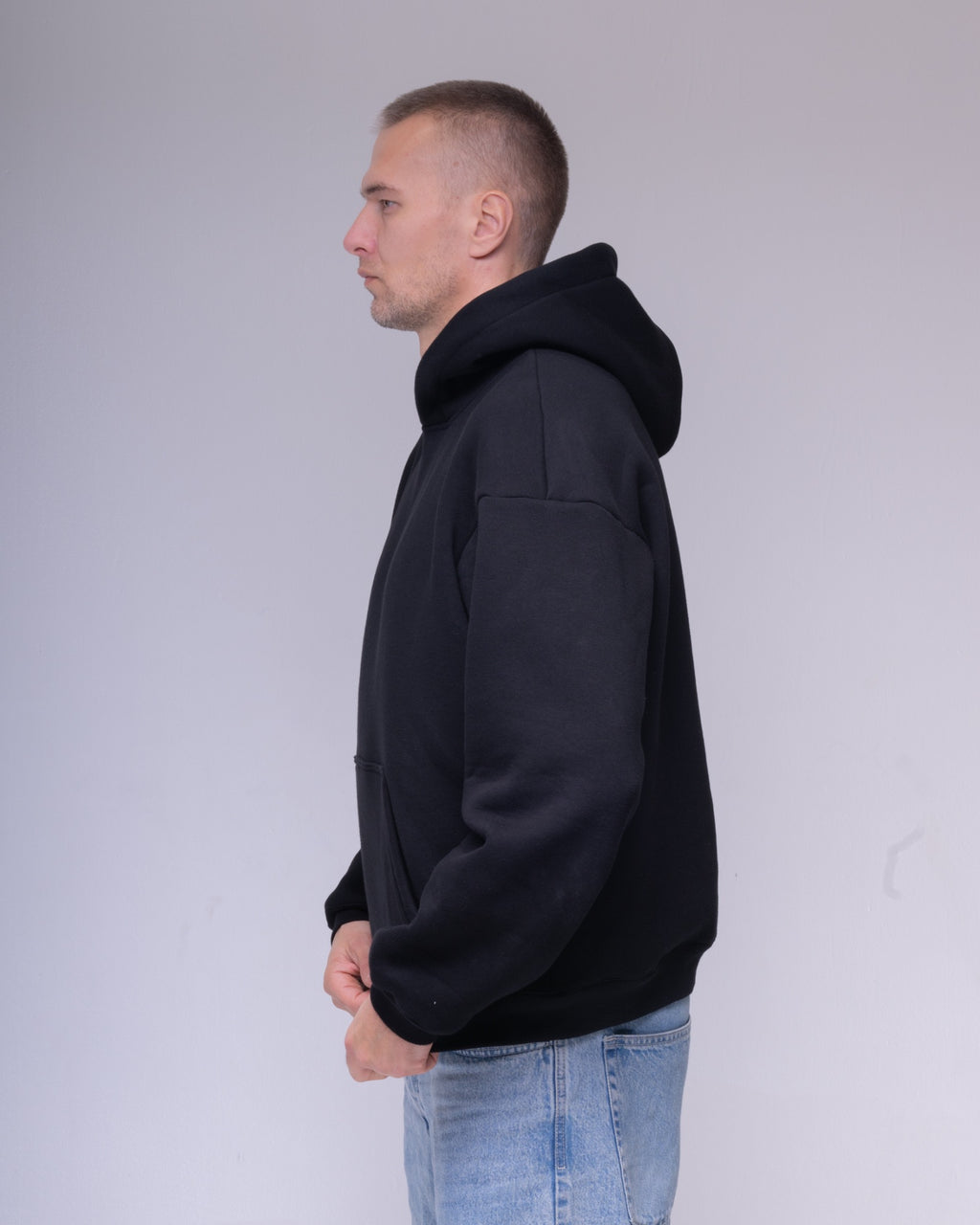 Black oversized unisex hoodie – product photo 3