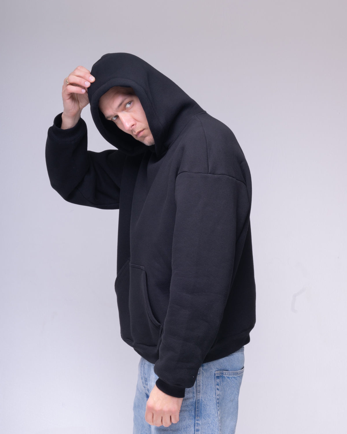 Black oversized unisex hoodie – product photo 4