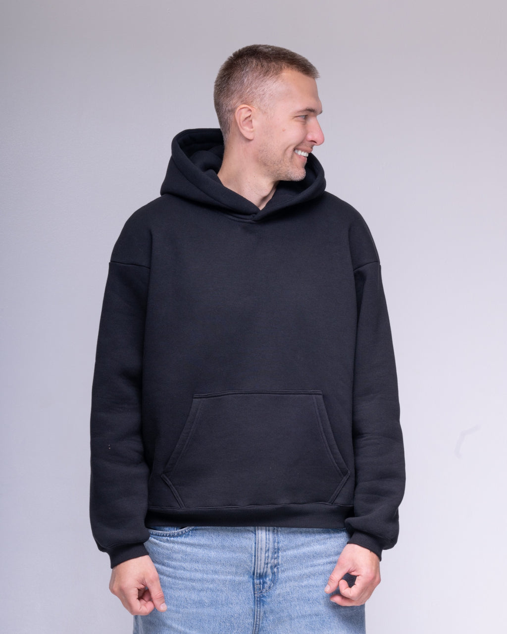 Black oversized unisex hoodie – product photo 6