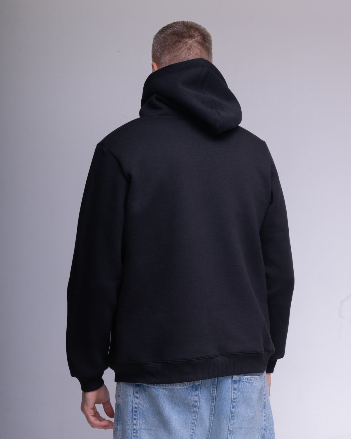 Black oversized full zip hoodie, view 4
