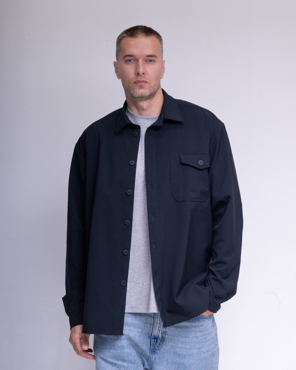 BeGrandfather Schoeller Naturetec navy overshirt – product photo 2