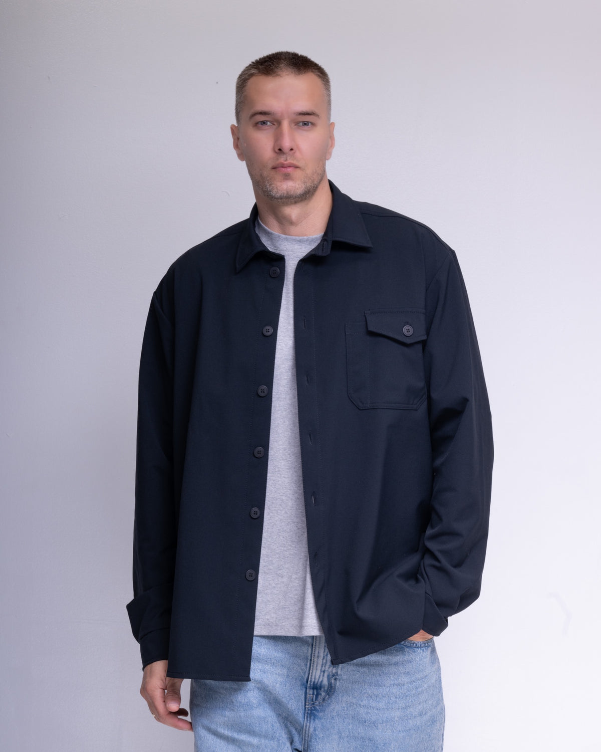 BeGrandfather Schoeller Naturetec navy overshirt – product photo 2