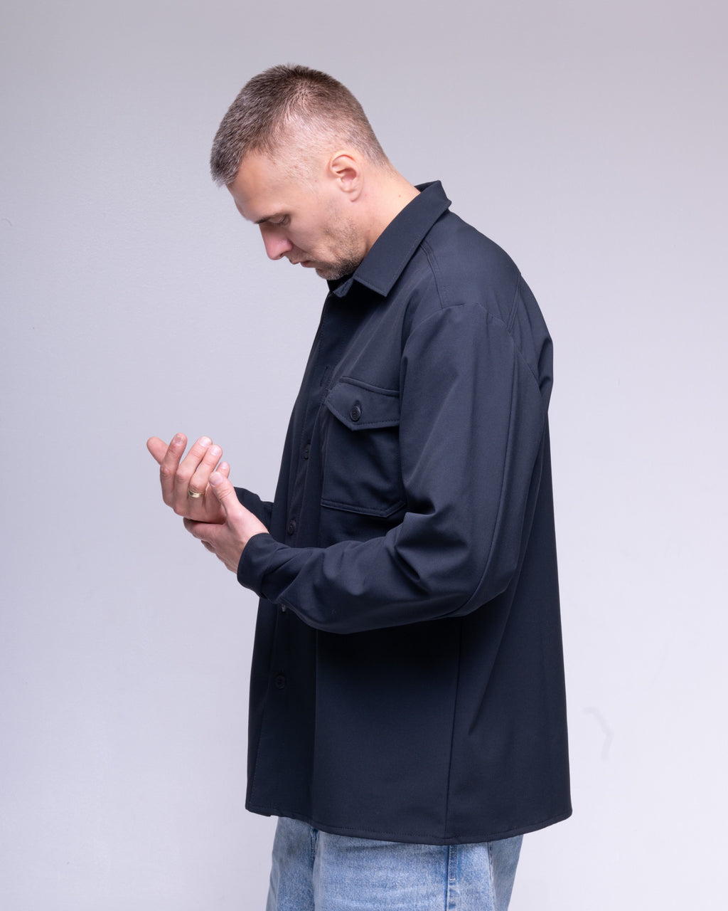 BeGrandfather Schoeller Naturetec navy overshirt – product photo 3