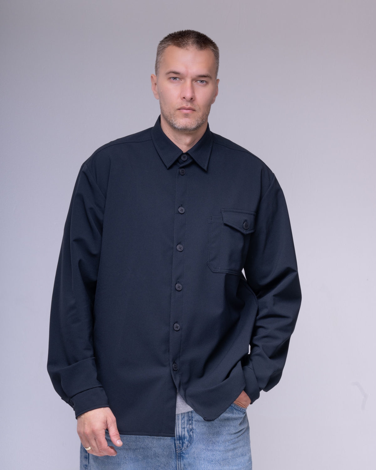 BeGrandfather Schoeller Naturetec navy overshirt – product photo 7