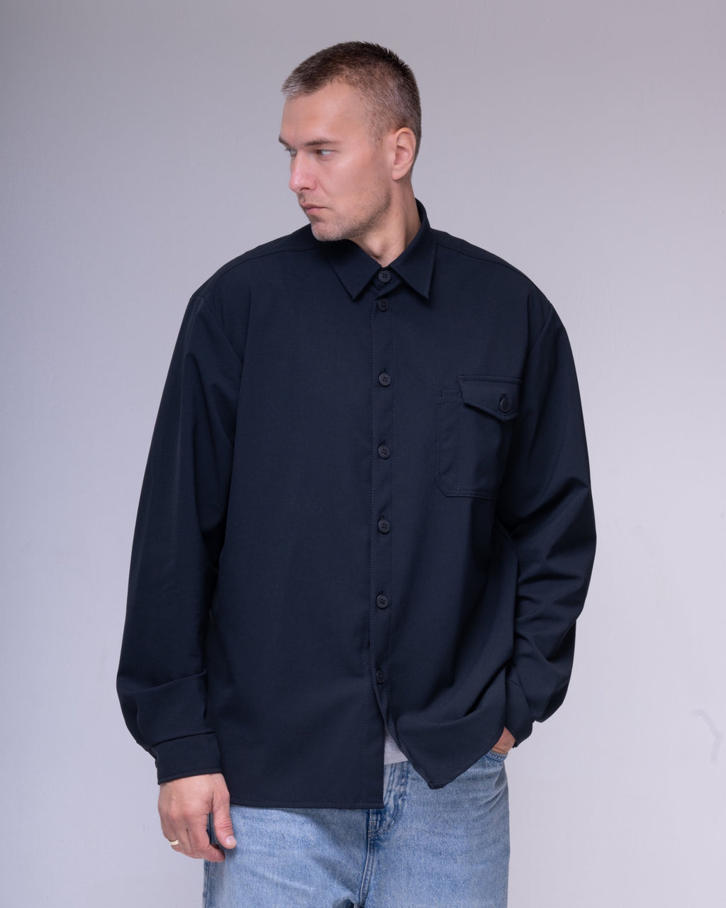 BeGrandfather Schoeller Naturetec navy overshirt – product photo 8
